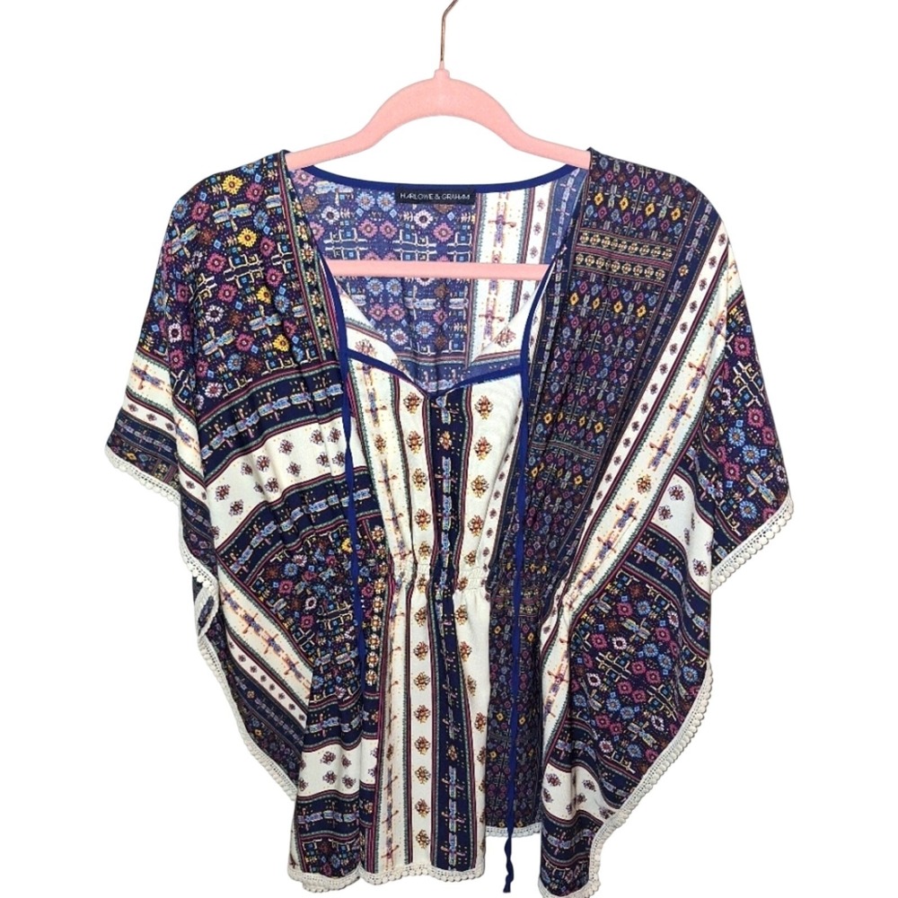 Harlowe and Graham Boho‎ Blouse Top XS Floral Design Festival Coachella Lace